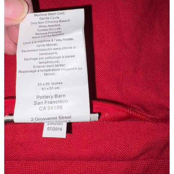 Pottery Barn MERRY CHRISTMAS CHALKBOARD Pillow Cover  20" x 20" Cotton Linen - Picture 8 of 8